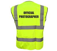 Brook Hi Vis Official Photographer Vest - Hi Vis Vest With Front and Back Print For Event Media Staff, Reflective Safety High Vis Vest Apparel Lightweight Workwear In 7 Colours (Yellow, M)