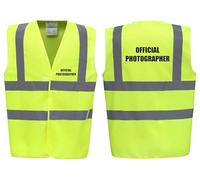 Brook Hi Vis Official Photographer Vest - Hi Vis Vest With Front and Back Print For Event Media Staff, Reflective Safety High Vis Vest Apparel Lightweight Workwear In 7 Colours (Yellow, S)