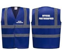 Brook Hi Vis Official Photographer Vest - Hi Vis Vest With Front and Back Print For Event Media Staff, Reflective Safety High Vis Vest Apparel Lightweight Workwear In 7 Colours (Blue, XXL)