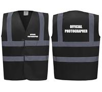 Brook Hi Vis Official Photographer Vest - Hi Vis Vest With Front and Back Print For Event Media Staff, Reflective Safety High Vis Vest Apparel Lightweight Workwear In 7 Colours (Black, S)