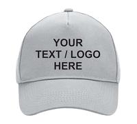 Brook Hi Vis Personalised Baseball Cap Text or Logo Adjustable Unisex Hat - Custom Baseball Cap Mens', Baseball Cap for Women, Unisex Personalised Gifts for Men and Women - 8 Colours Light Grey