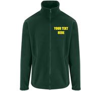 Brook Hi Vis Personalised Custom Printed Green Full Zip Fleece Jacket with Your Yellow Text Front & Back | Premium Workwear Fleece, Staff Uniform, Business, Security, Medical, Work Jacket Large
