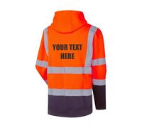 Brook Hi Vis Personalised Orange and Navy Hi Vis Hoodie Pullover, Conforms to EN20471 Class 3 & GO/RT 3279, Hi Vis Jacket with Reflective Tape XXLarge
