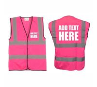 Brook Hi Vis, PINK Hi Vis Safety Vest Custom Printed Waistcoat, Personalise Front and Back, Brand Your Company Logo, Small