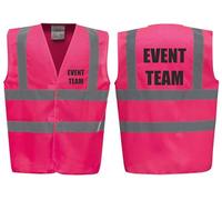 Brook Hi Vis Premium Safety Vest - EVENT TEAM Printed Front & Back, Event Management High Viz Waistcoat, Available in 14 Colours, Festivals (UK, Alpha, S, Regular, Regular, Pink)