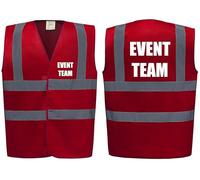 Brook Hi Vis Premium Safety Vest - EVENT TEAM Printed Front & Back, Event Management High Viz Waistcoat, Available in 14 Colours, Festivals (UK, Alpha, M, Regular, Regular, Red)