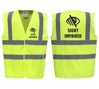 Brook Hi Vis Premium Safety Vest - Sight Impaired Logo Printed Front & Back, High Visibility Vest for Blind Awareness, Available in 14 Colours (Yellow, Large)