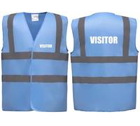 Brook Hi Vis Premium Safety Vest - VISITOR Printed Front & Back, Event Management High Viz Waistcoat, Available in 14 Colours, Festivals (UK, Alpha, L, Regular, Regular, Sky Blue)