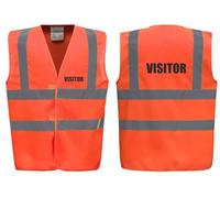 Brook Hi Vis Premium Safety Vest - VISITOR Printed Front & Back, Event Management High Viz Waistcoat, Available in 14 Colours, Festivals (UK, Alpha, XXL, Regular, Regular, Orange)