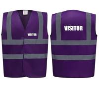 Brook Hi Vis Premium Safety Vest - VISITOR Printed Front & Back, Event Management High Viz Waistcoat, Available in 14 Colours, Festivals (UK, Alpha, L, Regular, Regular, Purple)