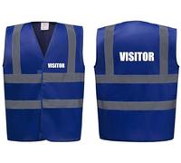 Brook Hi Vis Premium Safety Vest - VISITOR Printed Front & Back, Event Management High Viz Waistcoat, Available in 14 Colours, Festivals (UK, Alpha, L, Regular, Regular, Blue)
