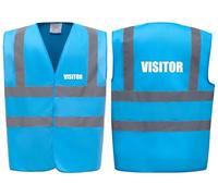 Brook Hi Vis Premium Safety Vest - VISITOR Printed Front & Back, Event Management High Viz Waistcoat, Available in 14 Colours, Festivals (UK, Alpha, L, Regular, Regular, Sapphire)