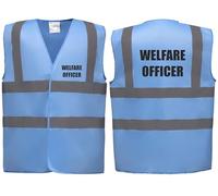 Brook Hi Vis Premium Safety Vest - Welfare Officer Printed Front & Back, High Visibility Waistcoat in 14 Vibrant Colours. (UK, Alpha, L, Regular, Regular, Standard, Sky Blue)