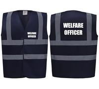 Brook Hi Vis Premium Safety Vest - Welfare Officer Printed Front & Back, High Visibility Waistcoat in 14 Vibrant Colours. (UK, Alpha, XL, Regular, Regular, Standard, Navy)