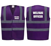 Brook Hi Vis Premium Safety Vest - Welfare Officer Printed Front & Back, High Visibility Waistcoat in 14 Vibrant Colours. (UK, Alpha, XL, Regular, Regular, Standard, Purple)