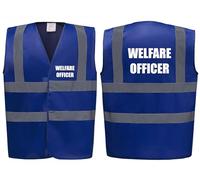 Brook Hi Vis Premium Safety Vest - Welfare Officer Printed Front & Back, High Visibility Waistcoat in 14 Vibrant Colours. (UK, Alpha, L, Regular, Regular, Standard, Blue)