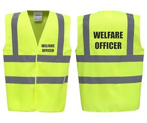 Brook Hi Vis Premium Safety Vest - Welfare Officer Printed Front & Back, High Visibility Waistcoat in 14 Vibrant Colours. (UK, Alpha, M, Regular, Regular, Standard, Yellow)