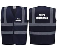 Brook Hi Vis Premium Safety Vest - Work Experience Printed Front & Back, High Visibility Waistcoat in 14 Vibrant Colours. (UK, Alpha, M, Regular, Regular, Standard, Navy)