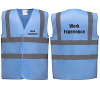Brook Hi Vis Premium Safety Vest - Work Experience Printed Front & Back, High Visibility Waistcoat in 14 Vibrant Colours. (UK, Alpha, M, Regular, Regular, Standard, Sky Blue)