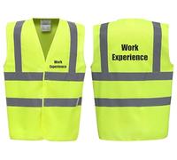 Brook Hi Vis Premium Safety Vest - Work Experience Printed Front & Back, High Visibility Waistcoat in 14 Vibrant Colours. (UK, Alpha, S, Regular, Regular, Standard, Yellow)
