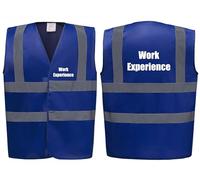 Brook Hi Vis Premium Safety Vest - Work Experience Printed Front & Back, High Visibility Waistcoat in 14 Vibrant Colours. (UK, Alpha, M, Regular, Regular, Standard, Blue)