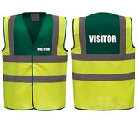 Brook Hi Vis Premium Two Tone Safety Vest - VISITOR Printed Front & Back, Event Management High Viz Waistcoat, Available 8 Colours Hi Vis Vest (UK, Alpha, XL, Regular, Regular, Green/Yellow)
