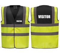 Brook Hi Vis Premium Two Tone Safety Vest - VISITOR Printed Front & Back, Event Management High Viz Waistcoat, Available 8 Colours Hi Vis Vest (UK, Alpha, M, Regular, Regular, Black/Yellow)