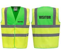Brook Hi Vis Premium Two Tone Safety Vest - VISITOR Printed Front & Back, Event Management High Viz Waistcoat, Available 8 Colours Hi Vis Vest (UK, Alpha, XXL, Regular, Regular, Lime Green/Yellow)