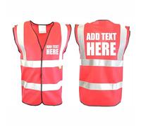 Brook Hi Vis, RED Hi Vis Safety Vest Custom Printed Waistcoat, Personalise Front and Back, Brand Your Company Logo, Medium
