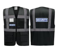 Brook Hi Vis - Security Badge Zipped Hi Vis Vest Reflective, Work Wear Coat Security Officer - Durable Polyester, Reflective Vinyl Banding High Vis Vests with Pockets, and ID Badge 3XL 52-54”
