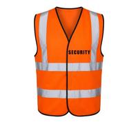 Brook Hi Vis SECURITY Printed Orange High Vis Vests/Waistcoat - High Visibility Work Vest for Security Guards, Bouncers, Doormen, Event Staff & Stewards - Adult Safety Women and Mens Vests 2XL