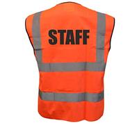 Brook Hi Vis STAFF Orange Hi Vis Vest - Durable Polyester, Reflective Vinyl Banding High Vis Vests Waistcoat EN471 BS - Orange High Vis Vests for Men and Women 2XL