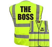 Brook Hi Vis - THE BOSS Yellow Hi Vis Vest - Polyester High Visibility Vest with Reflective Vinyl Banding for Safety Waistcoat, Funny Joke Safety Reflective Jacket Safety EN471 BS