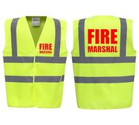 Brook Hi Vis UK Big Logo Fire Marshal Premium Yellow Hi Vis Vest - High Visibility Safety Waistcoat with Reflective Bands, Company Compliance and Event Staff, Alpha, S, Regular, Regular, Yellow