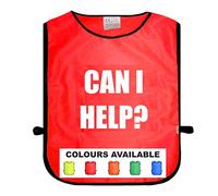 Brook Hi Vis UK Can I Help? Red Tabard, Unisex Adult One Size Fits All, Available In Five Different Bright Colours