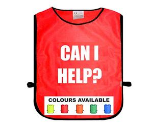 Brook Hi Vis UK Can I Help? Red Tabard, Unisex Adult One Size Fits All, Available In Five Different Bright Colours