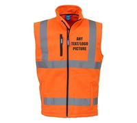 Brook Hi Vis UK Custom Printed Yoko Premium Orange Hi-Vis Soft Shell Gilet Jacket, Reflective Safety Workwear Windproof & Water-Resistant, Alpha, M, Regular, Regular, Standard, Orange