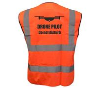 Brook Hi Vis UK Drone Pilot Do Not Disturb Printed Orange Vest, Aerial Photography, Events, Large