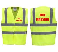 Brook Hi Vis UK Fire Marshal Premium Yellow Hi Vis Vest - High Visibility Safety Waistcoat with Reflective Bands, Company Compliance and Event Staff, Alpha, S, Regular, Regular, Yellow