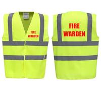 Brook Hi Vis UK Fire Warden Premium Yellow Hi Vis Vest - High Visibility Safety Waistcoat with Reflective Bands, Company Compliance and Event Staff, Alpha, L, Regular, Regular, Yellow