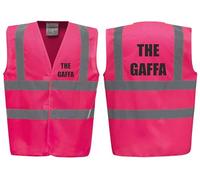 Brook Hi Vis UK Funny Joke The Gaffa Premium Hi Vis Vest - Reflective High Visibility Waistcoat for Workplace Humour, Pink or Yellow, Alpha, XXL, Regular, Regular, Standard, Pink