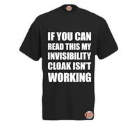 Brook Hi Vis UK If You Can Read This My Invisibility Cloak Isn't Working! Mens Funny T-Shirt Black Large
