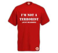 Brook Hi Vis UK I'm Not A Terrorist, Just Bearded! Mens Funny T-Shirt Red Medium