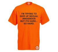 Brook Hi Vis UK I'm Trying to Give Up S*xual Innuendos But It's Hard, So Hard! Mens Funny T-Shirt Orange XXX-Large