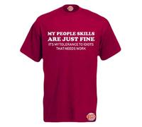 Brook Hi Vis UK My People Skills are Just Fine! Mens Funny T-Shirt Burgundy XXX-Large