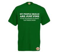 Brook Hi Vis UK My People Skills are Just Fine! Mens Funny T-Shirt Green Small
