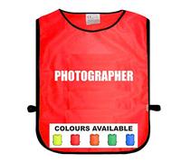 Brook Hi Vis UK Photographer Red Tabard, Unisex Adult One Size Fits All, Available In Five Different Bright Colours
