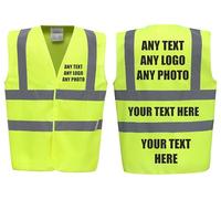 Brook Hi Vis UK - Premium YELLOW Hi Vis Safety Vest Custom Printed With Your Logo Or Text Waistcoat, Personalise Front and Back, Brand Your Company, Small to 5XL (Yellow, 5XL)