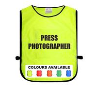 Brook Hi Vis UK Press Photographer Yellow Tabard, Unisex Adult One Size Fits All, Available In Five Different Bright Colours