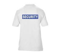 Brook Hi Vis UK Reflective Security Blue Badge Printed White Polo Shirt, Security Officer, Security Guard, Doorman, Bouncer, Events, XXXLarge